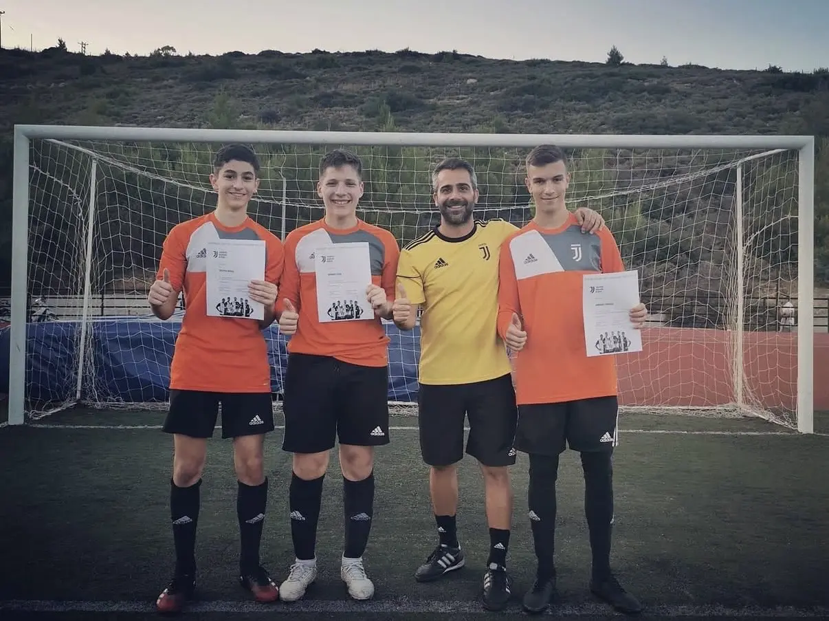 Panagiotis Pomonis with Juventus Academy goalkeepers